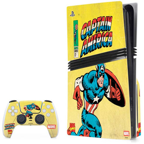 Marvel Classic Comics Captain America PS5 Pro Disk Bundle  Skin